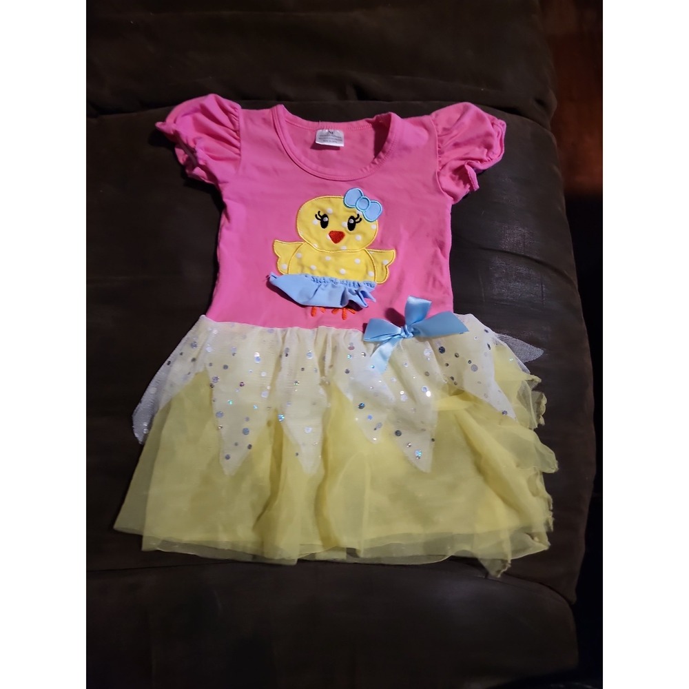 Boutique baby chick Easter dress size medium 4t
